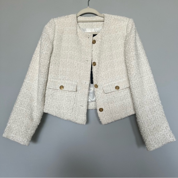 MARK EDWARDS Tweed Blazer | White & Gold | Size: M | Women - Picture 2 of 8